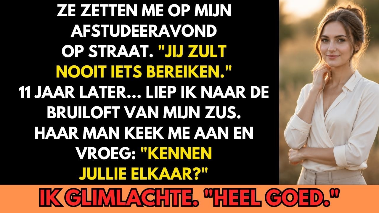 Op de avond van mijn afstuderen gooiden mijn ouders me het huis uit. "Jij zult nooit iets bereiken," zeiden ze, terwijl mijn zusje Fleur binnen bleef met de kansen die eigenlijk voor mij bedoeld...