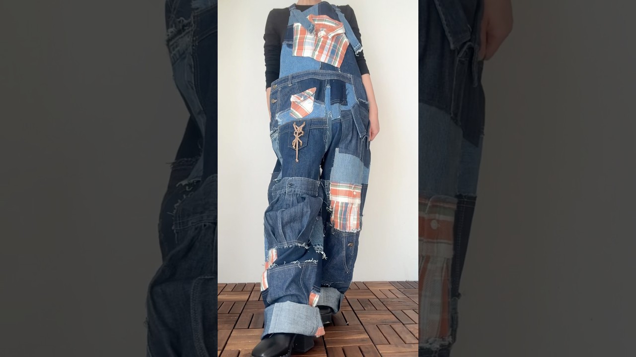 Upcycled Denim Overall from Preloved Jeans ② | 古着デニムから作る