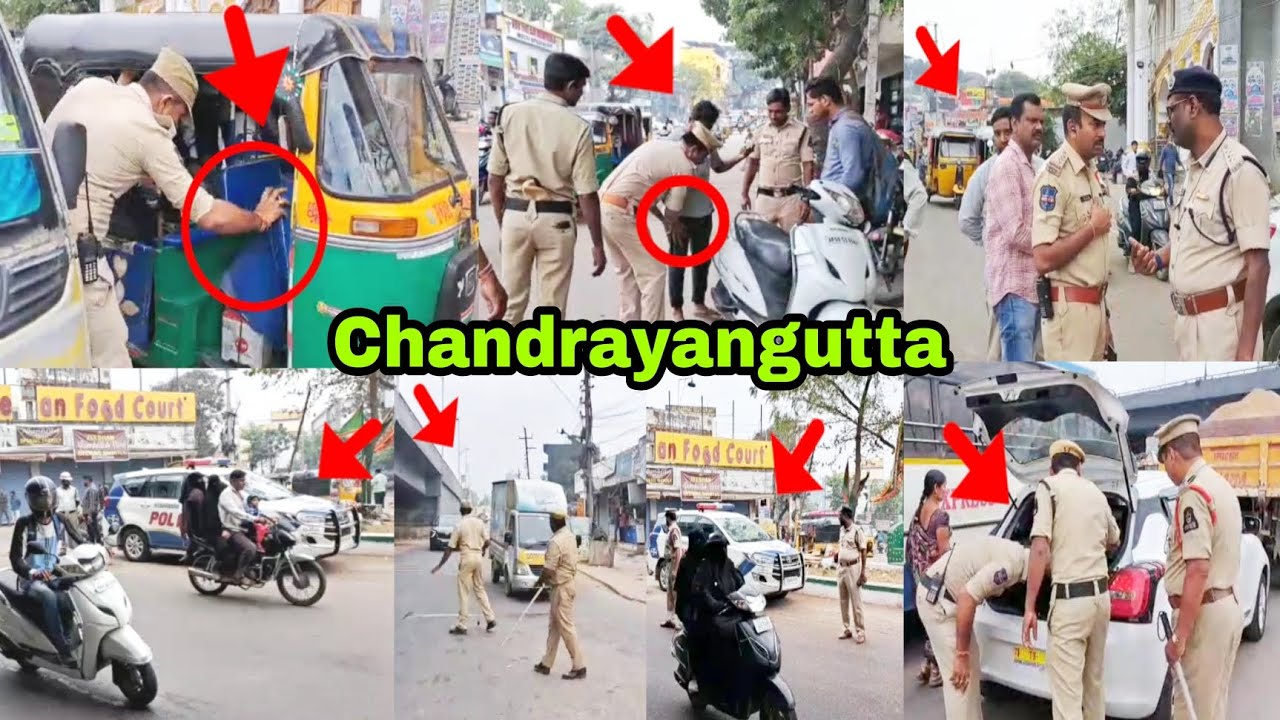 Chandrayangutta Vehicle Checking 2 Wheeler Bike Auto Bus 4 Wheeler Car Trolley