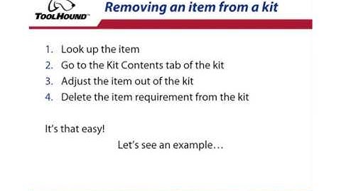 ToolHound 5 - Removing an item from a kit