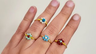 Diy Rings/How to make simple and easy flower rings/daisy rings/stackable rings making at home