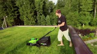 GreenWorks G-MAX 40-Volt 2AH Lithium-Ion Battery Аккумуляторная газонокосилка GreenWorks G-MAX 40V DigiPro 45 см