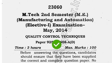 2014 Mdu MTech ME 2nd Sem Quality Control Techniques Question Paper