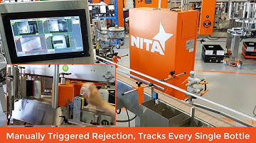 Front & Back Label Application on Pharma Bottles W/Videojet Printer & Cognex Camera Rejection system