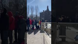 Huge line at the Royal Ontario Museum. Canada Family Day-2024