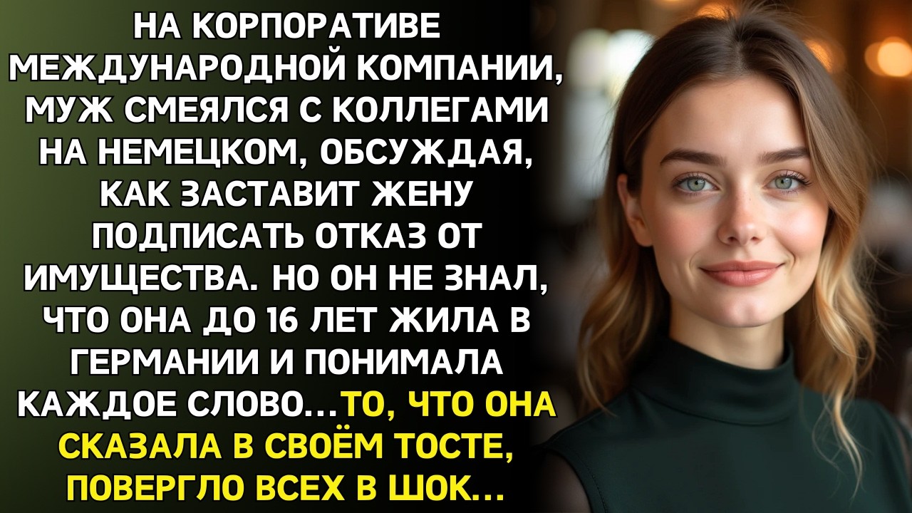 Муж взял меня на корпоратив и обсуждал с коллегами на немецком, думая, что я не понимаю…