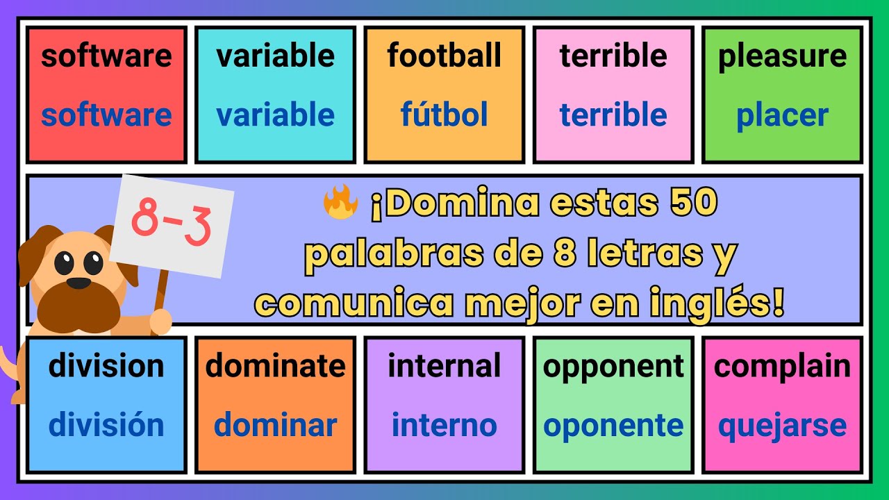 (8-3)50 palabras en inglés de 8 letras que usarás en tu día a día - YouTube