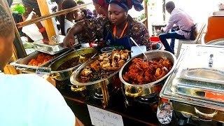 African food from Nigeria tasted in London streets. Street food in London Peckham