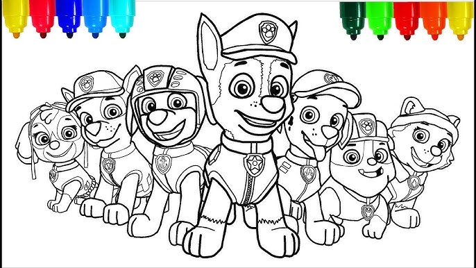 PAW PATROL # 2 Coloring Pages | Colouring Pages for Kids with Colored Markers - YouTube paw-patrol-2-coloring-pages-colouring-pages-for-kids-with-colored-markers-youtube