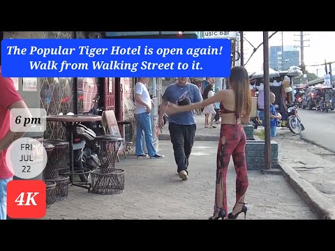 The Popular Tiger Hotel is open again!  Walk from Walking Street to it. Angeles city.Philippines[4K]