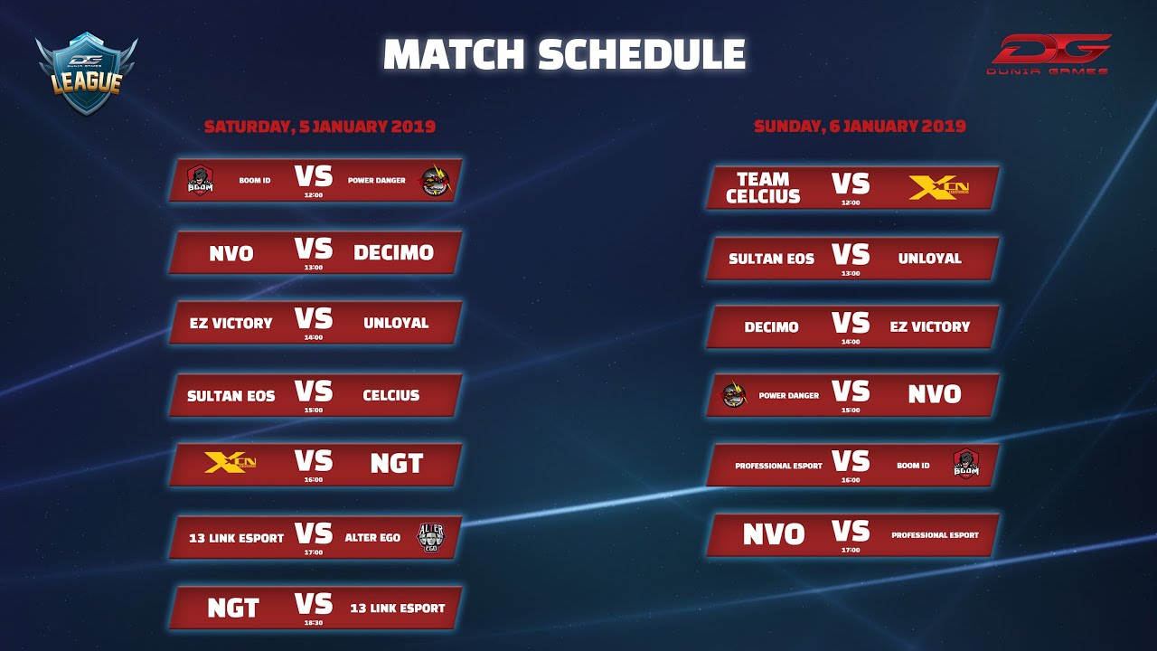 Jadwal Pertandingan Dunia Games League 2019 Week 1