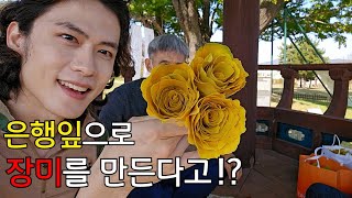 은행꽃이 있다고?!?!🫨  / 은행잎으로 장미를 만든다고!?!?😝🍁⚘️⚘️ / #등산 / #가을 /#vlog /#만들기