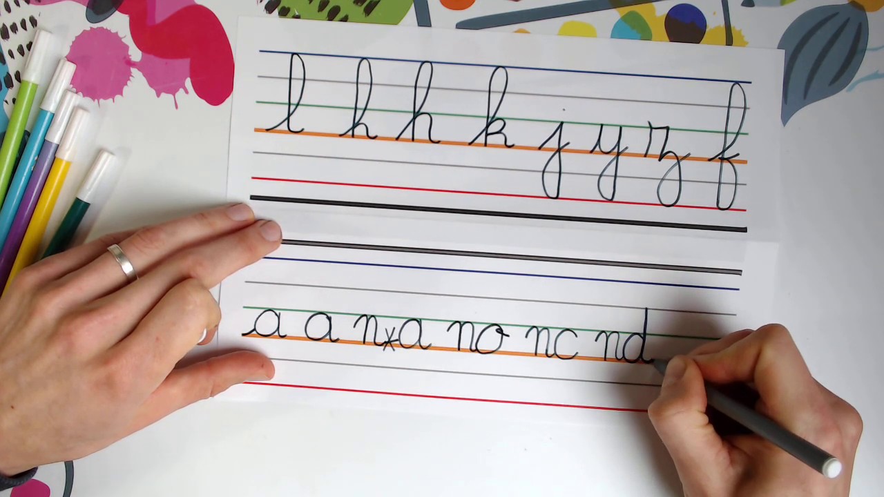 Apprendre à écrire les lettres cursives (attachées) à l'école - YouTube