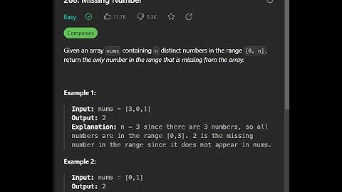 Leetcode 268 .  Missing Number (Cyclic sort approach)