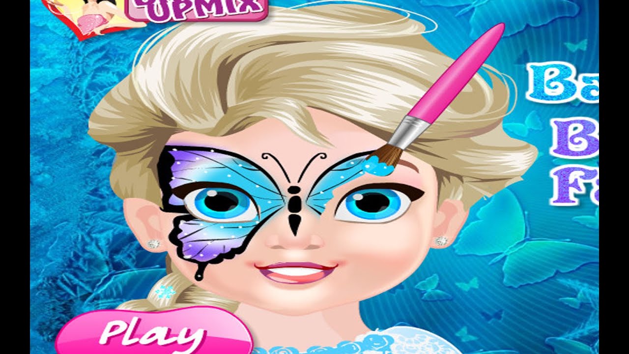 Baby Elsa Butterfly Face Art Baby Games YouTube