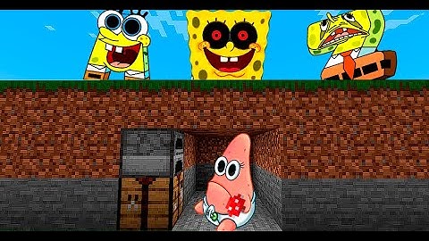 Minecraft Speedrunner Patrick VS 3 Hunters Alphabet lore but they are SpongeBob