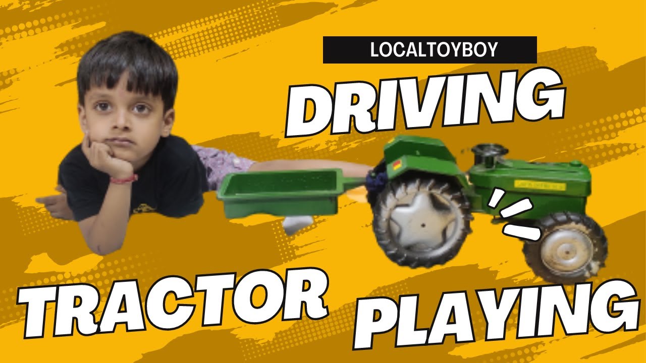 Playing with Kids Johnder tractors and real tractors in House and