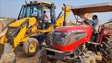 Jcb 3dx Backhoe Machine Loading Red Soil In Mahindra and Swaraj Tractor | Jcb and Tractor Cartoon