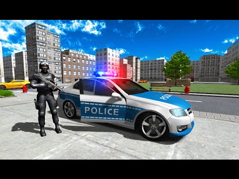 Cidade de motorista de carro de polícia