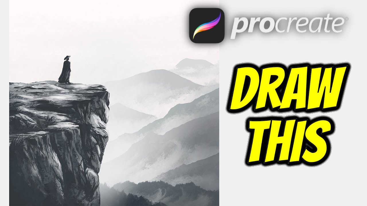 Черно-белый утес в PROCREATE, УРОК 272