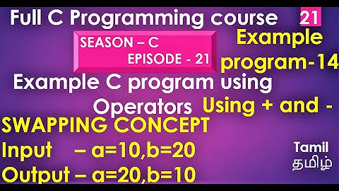 21-14) how to swap the values of 2 variables using addition and subtraction operator in c program