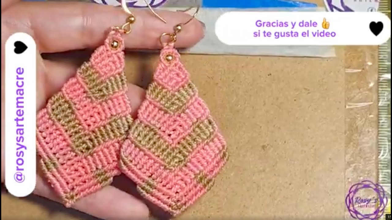 DIY Aretes en macramé,  tutorial fácil.