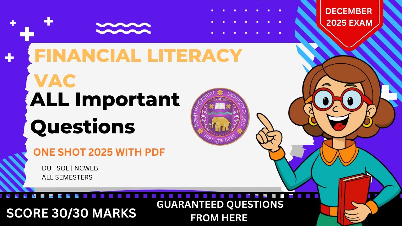 Financial Literacy Important Questions | ONE SHOT 2025 | DU | SOL ...