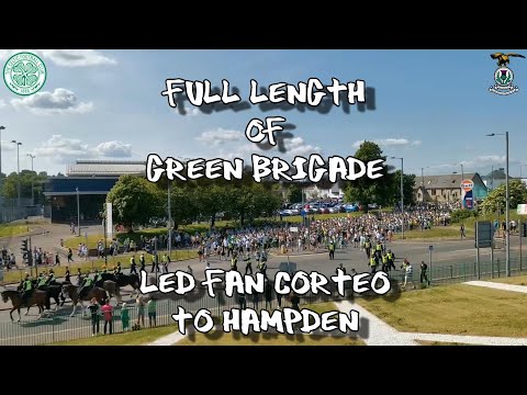 Full Length Green Brigade Fan Corteo \ March to Hampden - Celtic 3 - Inverness Caledonian Thistle 1