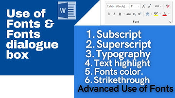Use of Fonts and Font dialogue box in Microsoft Word 2019 in Hindi/Urdu.