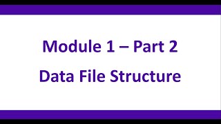 HLA 311: Module 1 : Part 2 - Data File Structure