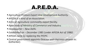 what is APEDA, functions of APEDA, Registration of APEDA, Scheduled products of APEDA