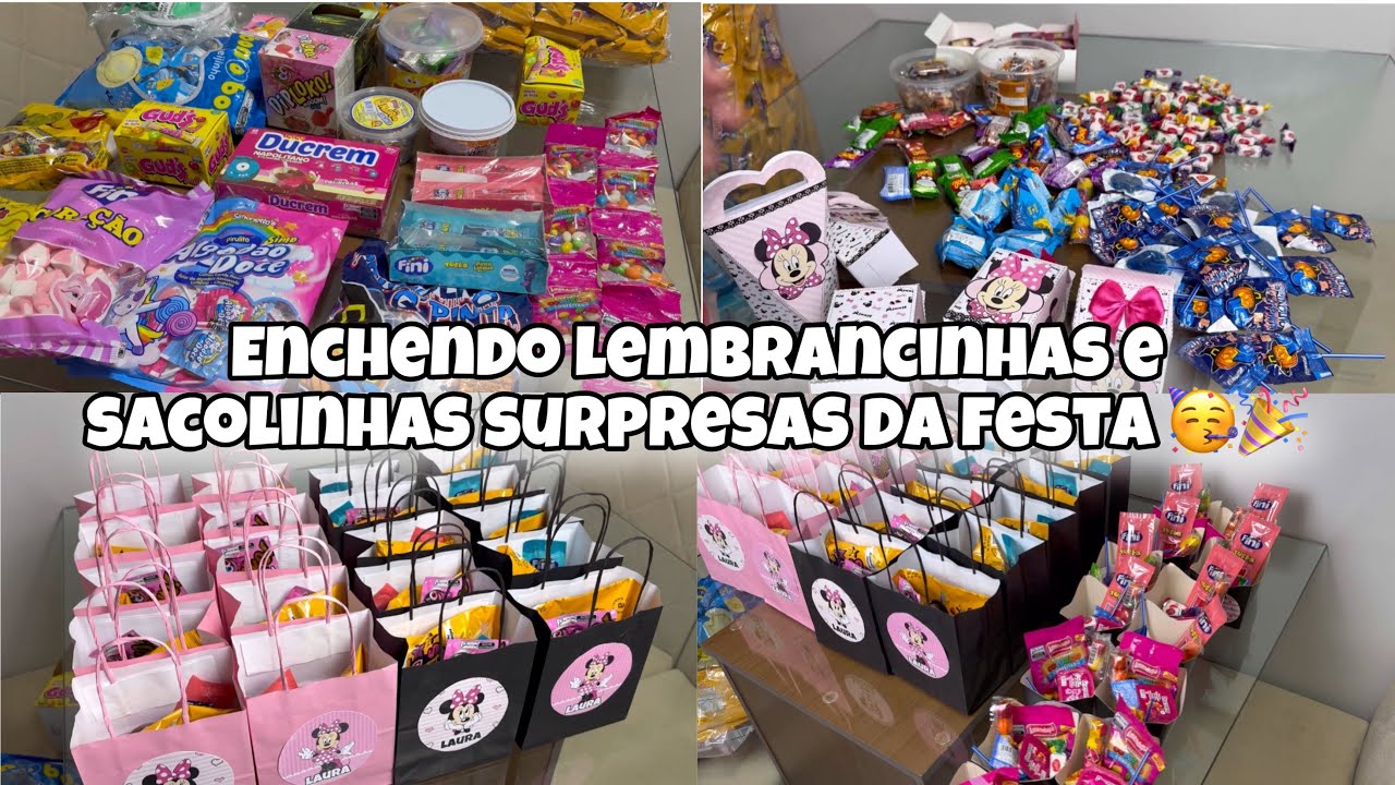 ENCHENDO LEMBRANCINHAS E SACOLINHAS SURPRESA DA FESTA 🎉🥳