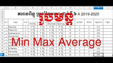 ការប្រើរូបមន្ត Min Max និង Average Open Office Calc 4.1.5