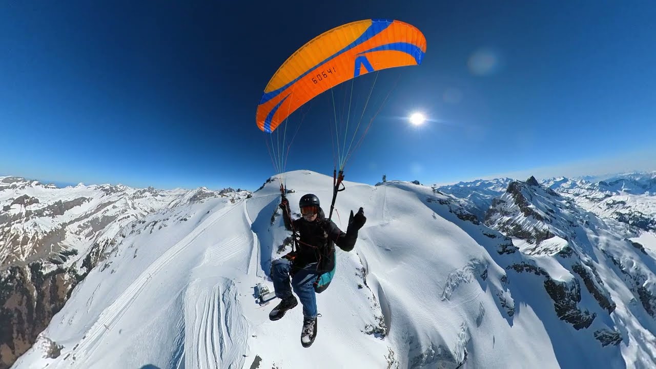 Paragliding Titlis, Hahnen, Brunni, Engelberg in Early Spring