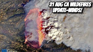 CA Wildfires 21 Aug RED FLAG WARNING-Winds UPDATE