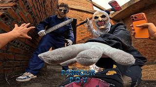 PARKOUR VS KILLER CLOWNS AND MYCHAEL MYER ( HORROR PARKOUR POV )
