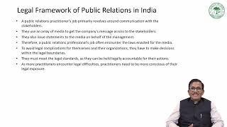 Lecture 57 - Legal and Ethical Framework in Public Relations