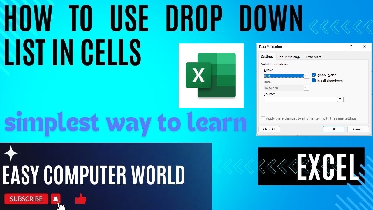 Excel drop down list in cells - YouTube