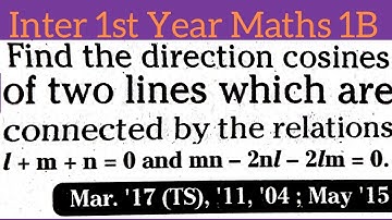 find the direction cosines||Inter 1st Year Maths 1B telugu@maths naresh eclass
