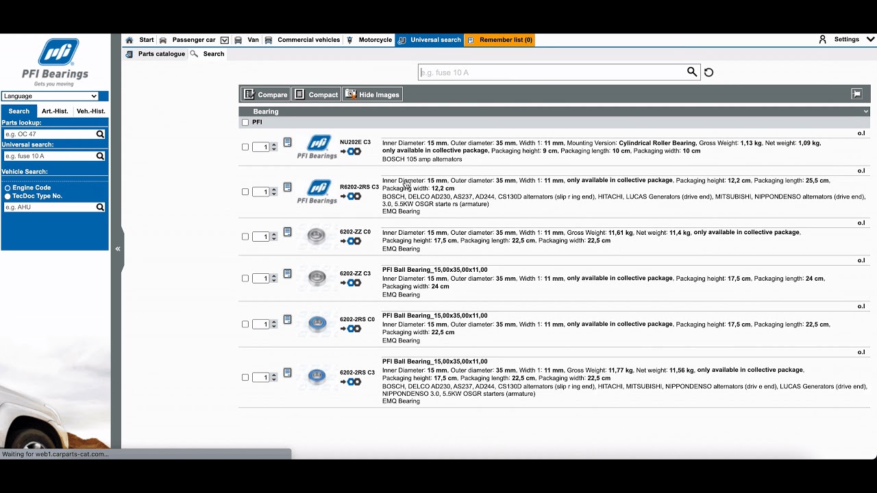 6  PFI Bearings e-catalogue_Universal Search