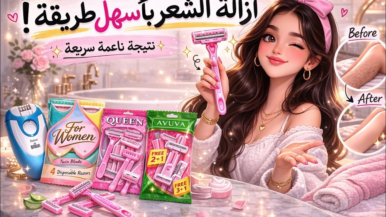 اسهل طرق لازالة الشعر من الجسم🪒بدون الم😍بدائل الليزر