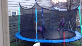 Girls On Trampoline.