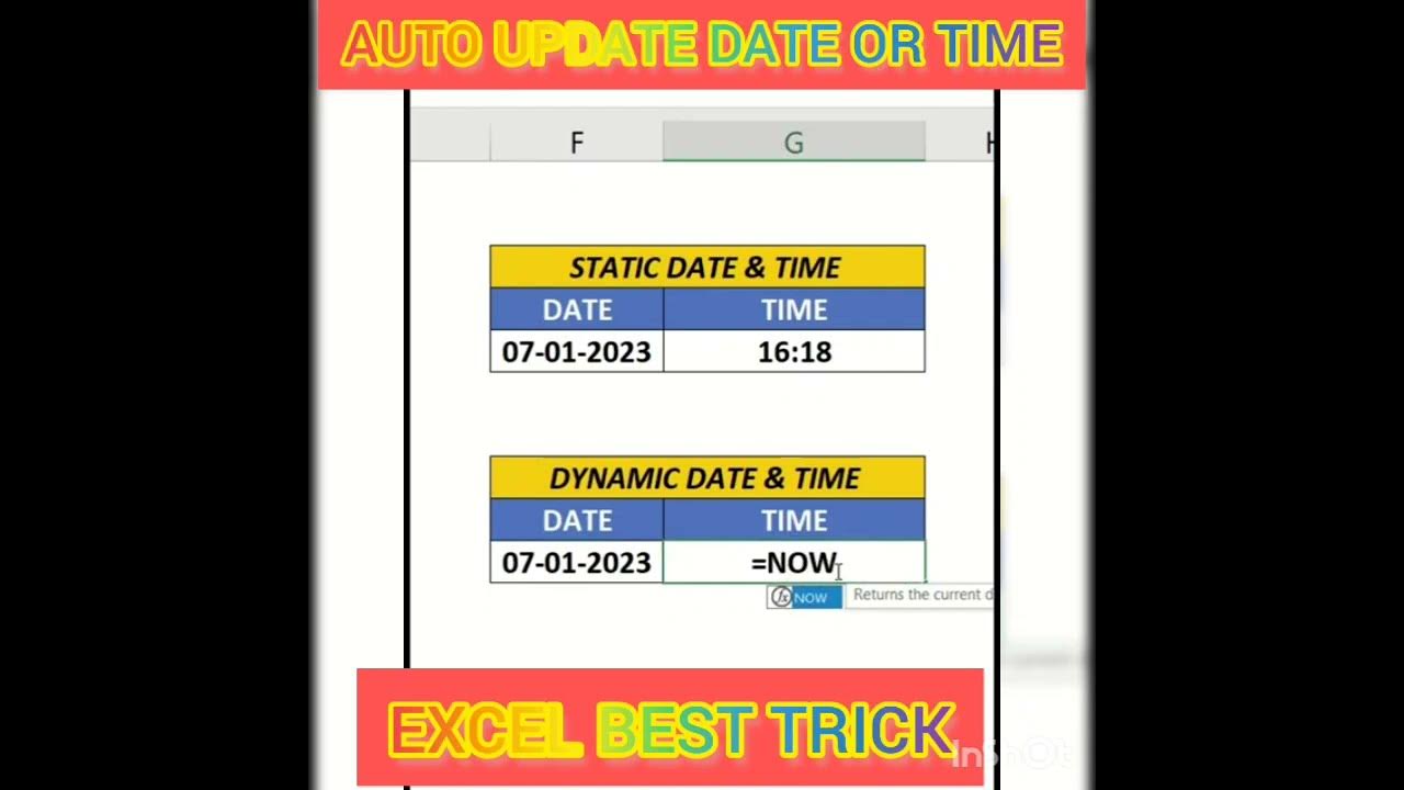 How to auto update date time in excel excel me date or time auto