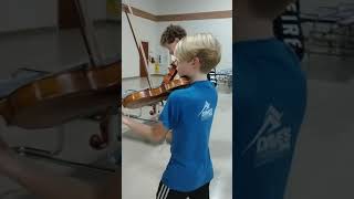 Theo Plays Violin Around The Cafeteria While Me And Cole Follow And Ben Films