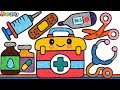 Menggambar Dan Mewarnai Dokter mainan ditetapkan Untuk Anak-anak | Clay coloring For Kids