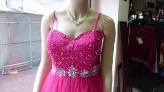 ピンク見頃刺繍豪華なフレアー花嫁二次会カラードレス