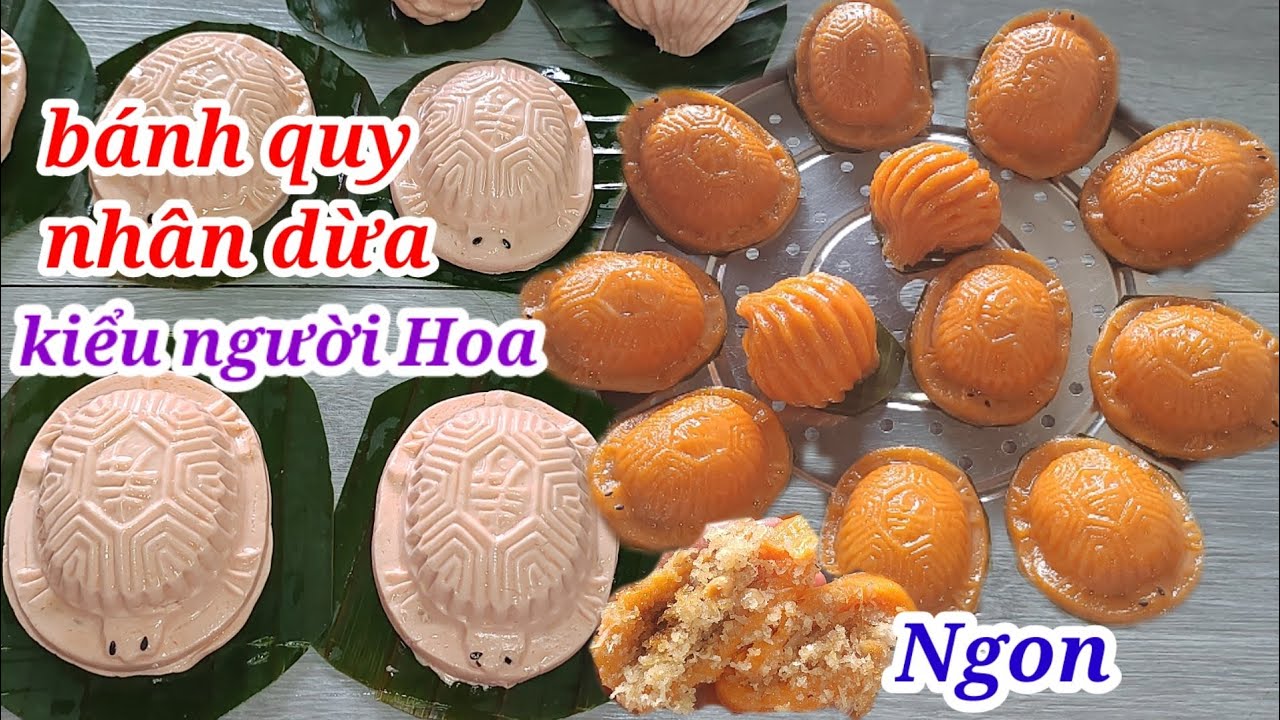 Cách làm bánh quy nhân dừa(hình con rùa) người Hoa rất là yêu thích ...