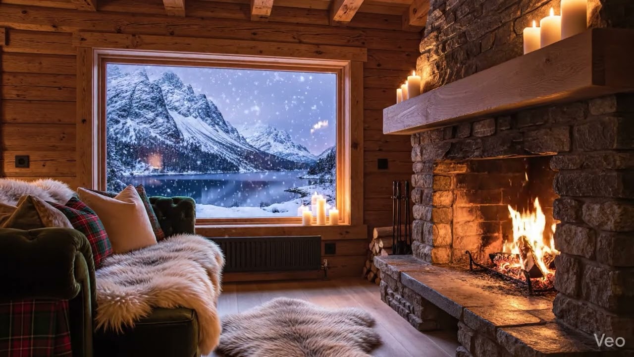 Romantic Scottish Lodge Snowfall ❄️ Cozy Winter Ambience for Relaxation & Calm