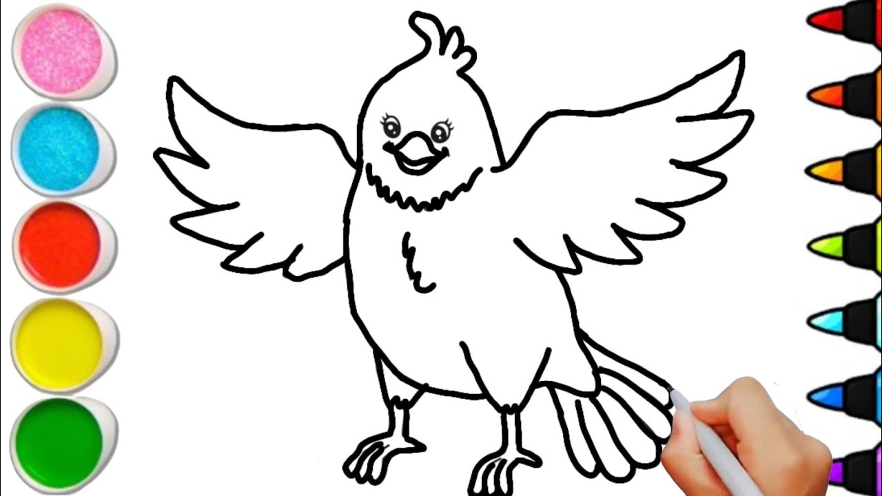 how to drawing Bird 🐦 for kids | Bird colouring | Bird painting | Bird learning 