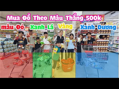 #1 Thử Thách 100k Vô Siêu Thị Mua Đồ Theo Màu Đội Thắng Được 500k [ Trang And Vinh ] Mới Nhất